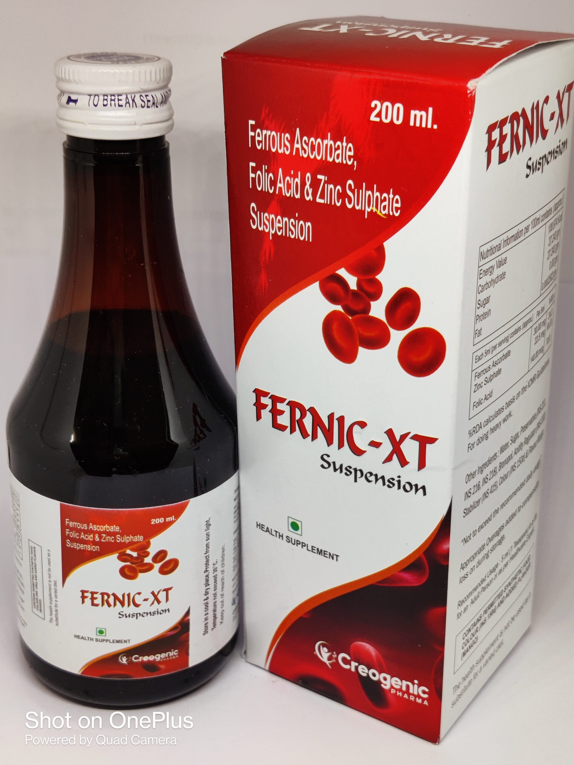 Ferrous Ascorbate Folic Acid MG Zinc Syrup
